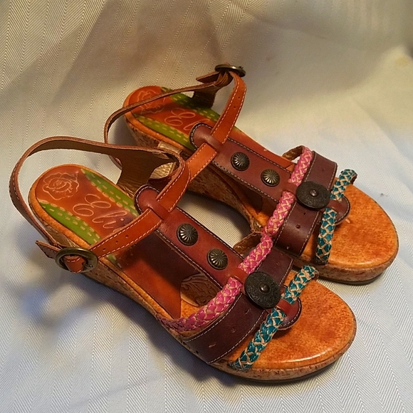 Elite sandals by Corkys Spring Summer leather Hand painted women's 7 - Picture 8 of 14